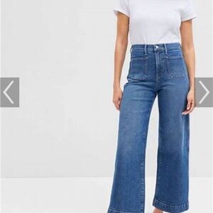 GAP High Rise Wide Leg Cropped Khaki Chinos with Button Fly